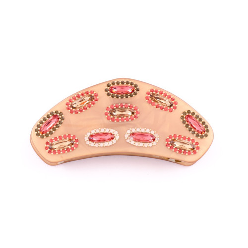 94112bis_1 - MC Davidian - Handmade Metal Hair Clip Marquise with Decorated Outline Very Full