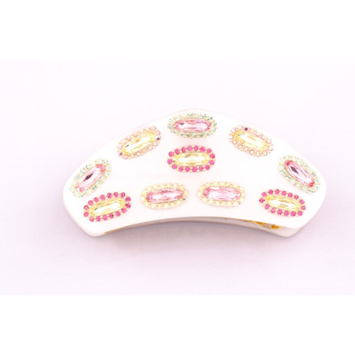 94112bis_1 - MC Davidian - Handmade Metal Hair Clip Marquise with Decorated Outline Very Full 2