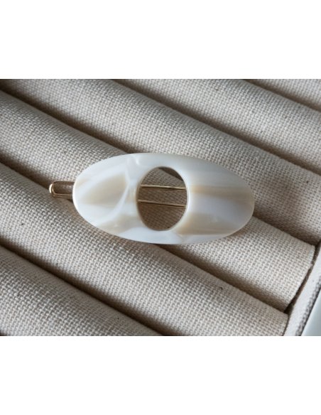 Openwork Oval Hair Clip handmade in France - Tige Boule | MC Davidian