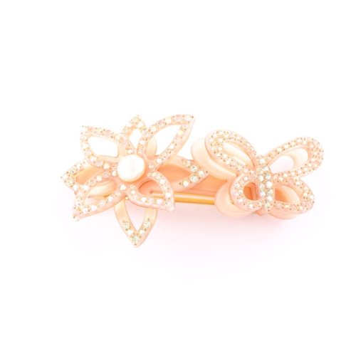 94764I - MC Davidian - Barrette Hair Clip An Orchid and A Butterfly Openwork Rail