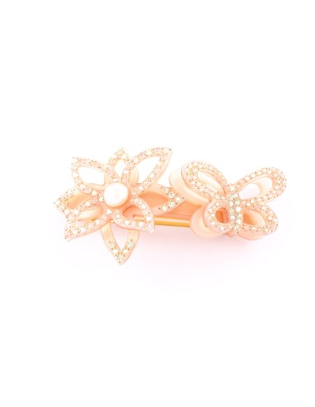 Barrette Hair Clip An Orchid and A Butterfly Openwork Rail handmade in France - 7cm & 8cm Barrettes | MC Davidian