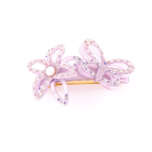 94764I - MC Davidian - Barrette Hair Clip An Orchid and A Butterfly Openwork Rail 2