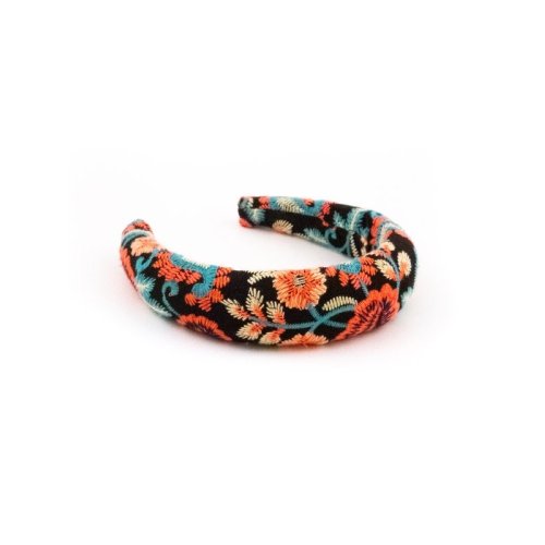 Black Tropical Garden Headband handmade in France - Couture Headbands | MC Davidian