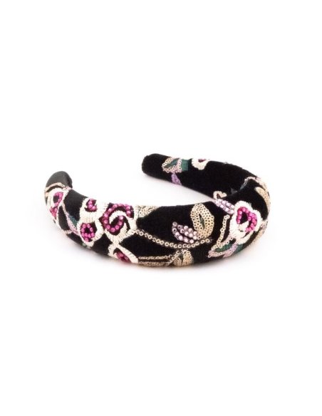 Black Velvet Roses Scrunchie handmade in France - Couture Scrunchies | MC Davidian