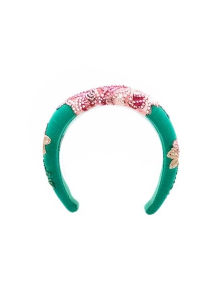 Emerald & Roses Headband handmade in France - Couture Headbands | MC Davidian