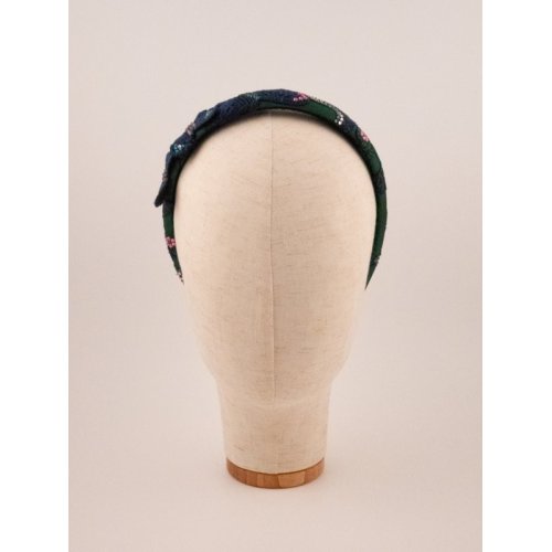 Green Floral Twist Headband handmade in France - Couture Headbands | MC Davidian