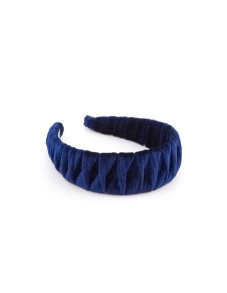 Navy Pleated Headband handmade in France - Couture Headbands | MC Davidian
