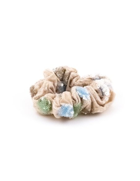 Pastel Sequin Velvet Scrunchie handmade in France - Couture Scrunchies | MC Davidian
