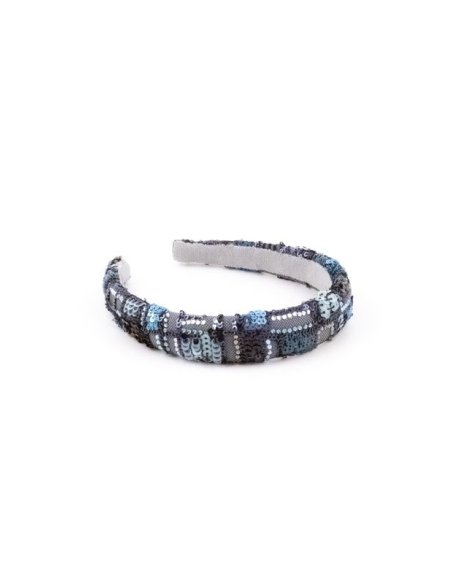 Blue Grey Pearl Headband handmade in France - Couture Headbands | MC Davidian