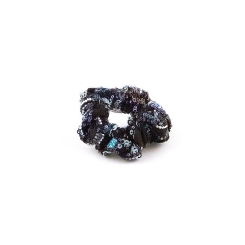 Midnight Blue Sequin Scrunchie handmade in France - Couture Scrunchies | MC Davidian