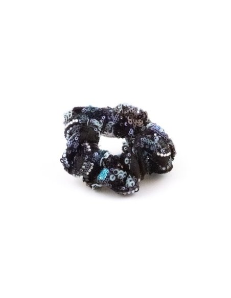 Midnight Blue Sequin Scrunchie handmade in France - Couture Scrunchies | MC Davidian