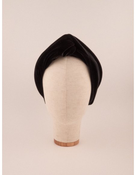 Velvet Turban Bandeau Noir handmade in France - Couture Bandeaux | MC Davidian