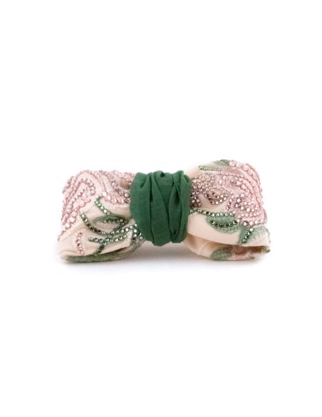 Pastel Rose Bow Barrette - [Product category] handmade in France.