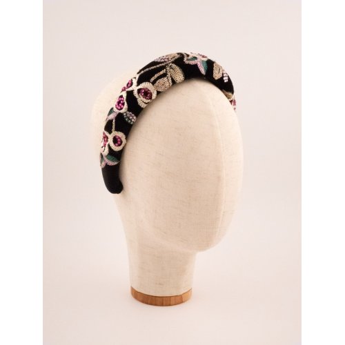 Black Velvet Roses Headband - [Product category] handmade in France.
