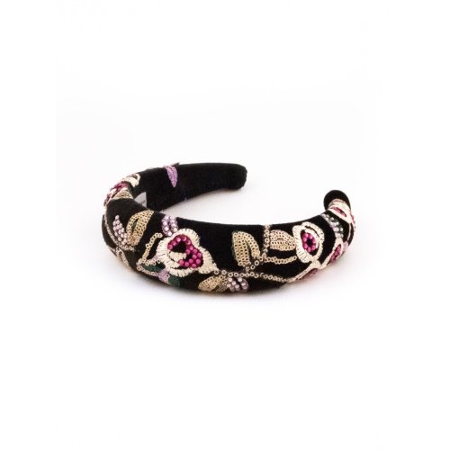 Black Velvet Roses Headband
