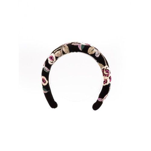 Black Velvet Roses Headband - [Product category] handmade in France.