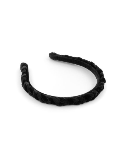Black Satin Braided Headband - [Product category] handmade in France.