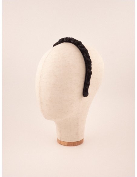 Black Satin Braided Headband - [Product category] handmade in France.