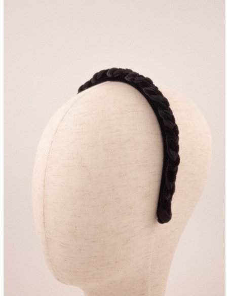 Black Satin Braided Headband - [Product category] handmade in France.