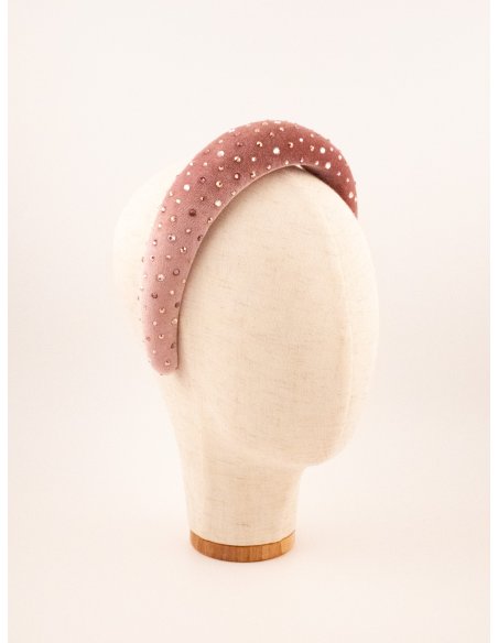 Pink Starry Padded Headband - [Product category] handmade in France.
