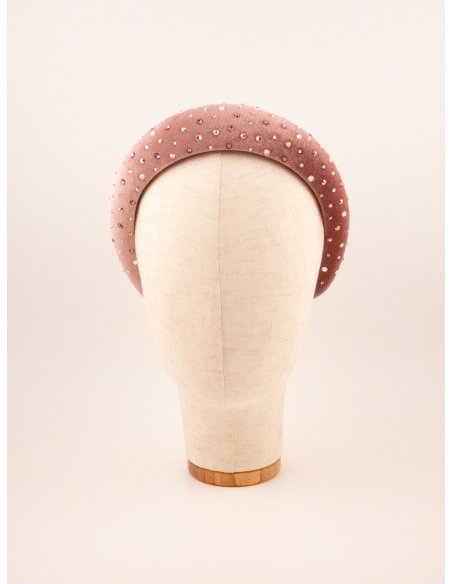 Pink Starry Padded Headband - [Product category] handmade in France.