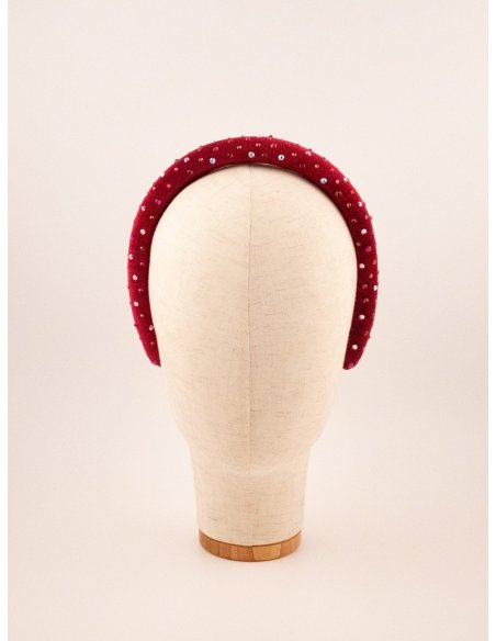 Fuchsia Starry Padded Headband - [Product category] handmade in France.
