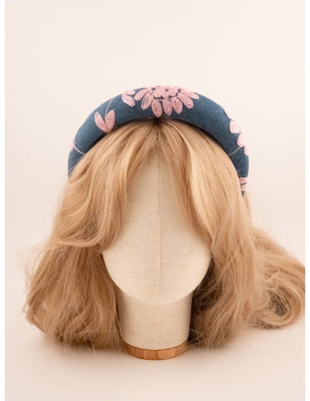 Embroidered Garden Headband - [Product category] handmade in France.