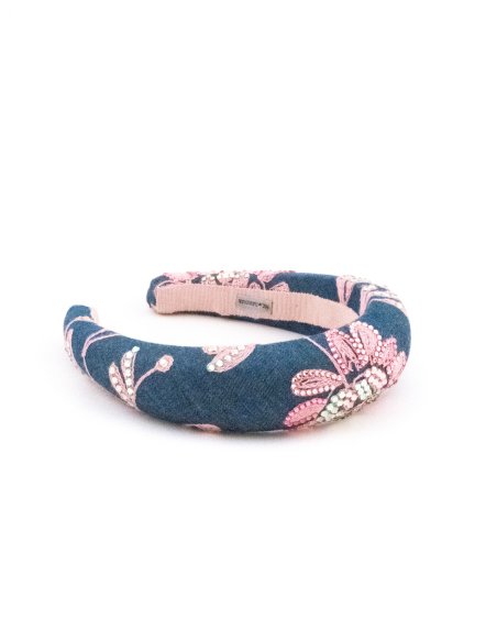 Denim Flower Headband - [Product category] handmade in France.