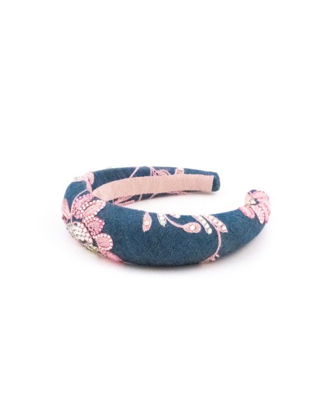 Denim Flower Headband - [Product category] handmade in France.