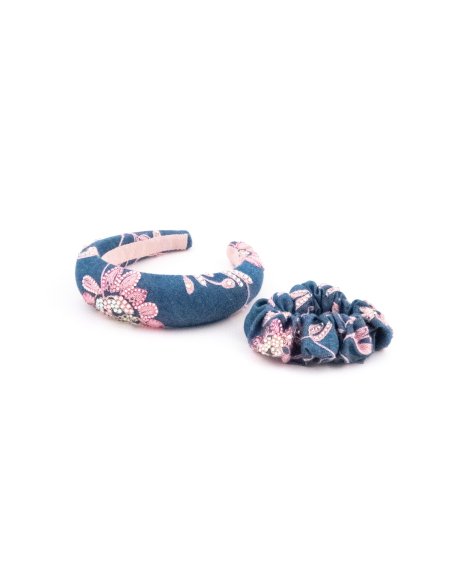 Denim Flower Headband - [Product category] handmade in France.