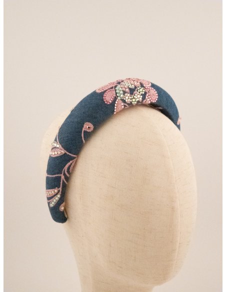 Denim Flower Headband - [Product category] handmade in France.