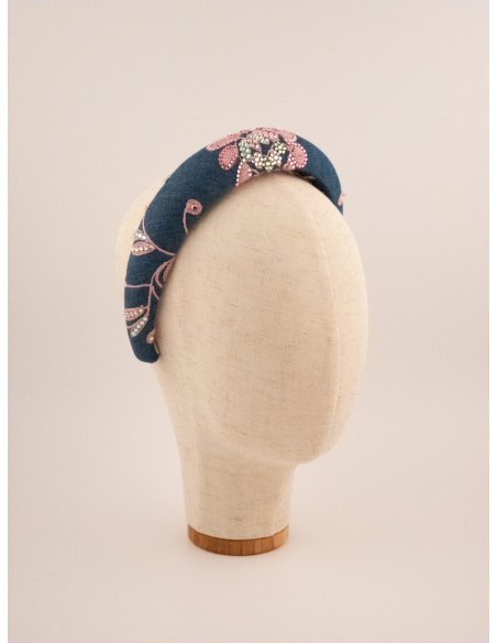 Denim Flower Headband - [Product category] handmade in France.