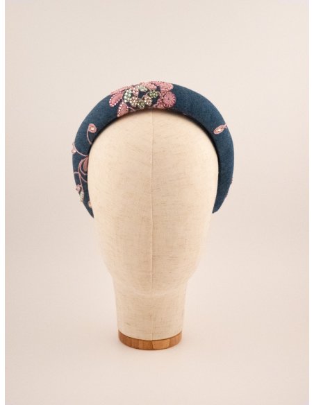 Denim Flower Headband - [Product category] handmade in France.