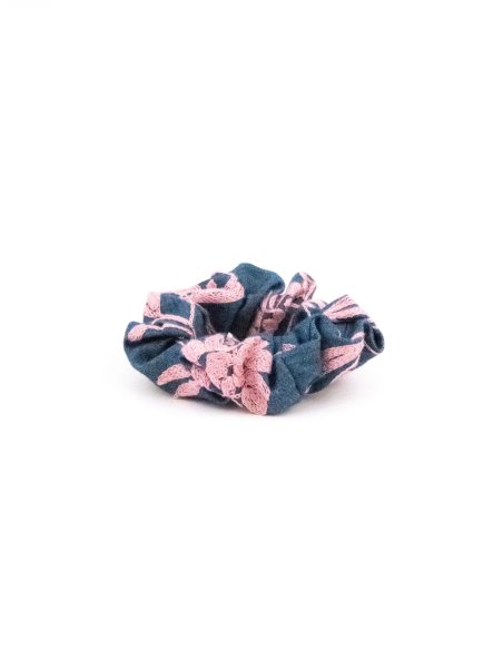 Indigo Lace Scrunchie - [Product category] handmade in France.