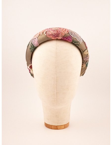 Pink Pearl Bouquet Headband - [Product category] handmade in France.