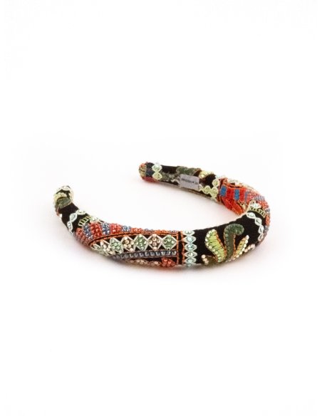 Embroidered Kashmir Headband - [Product category] handmade in France.