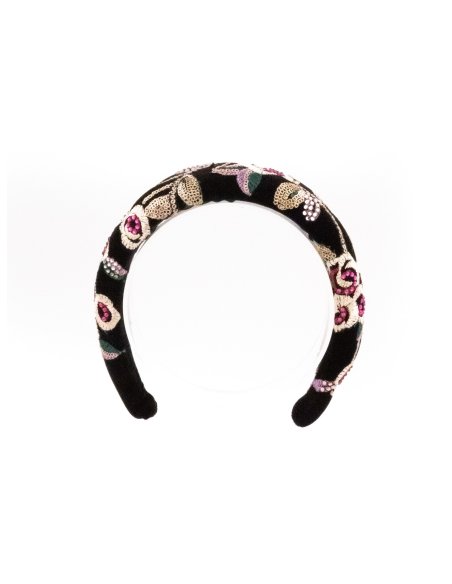 Black Velvet Roses Scrunchie - [Product category] handmade in France.