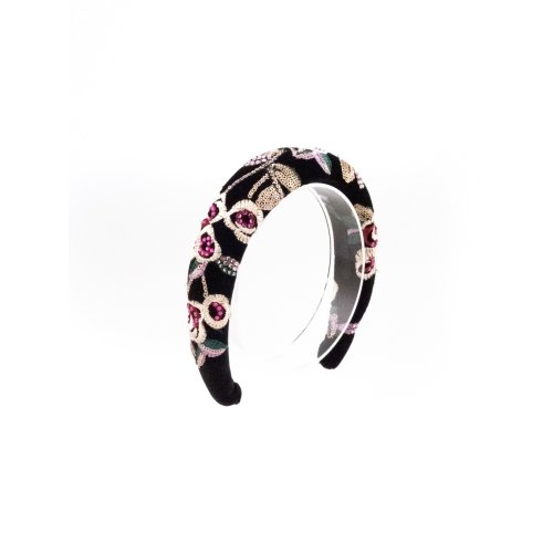 Black Velvet Roses Scrunchie - [Product category] handmade in France.