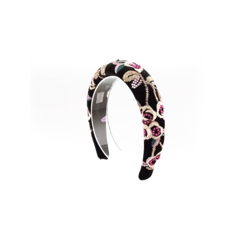 Black Velvet Roses Scrunchie - [Product category] handmade in France.