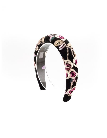 Black Velvet Roses Scrunchie - [Product category] handmade in France.