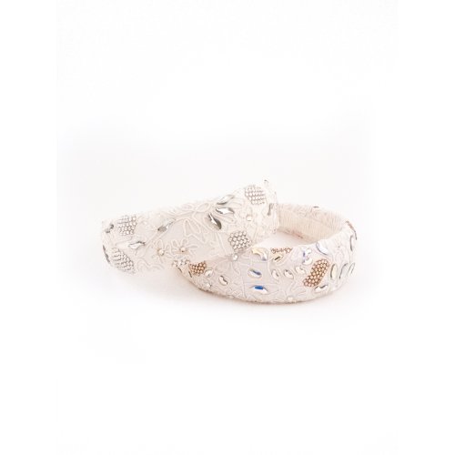 Embroidered Ivory Lace Headband