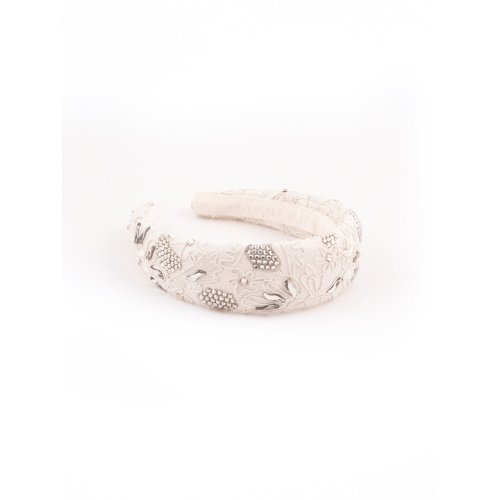 Embroidered Ivory Lace Headband 2