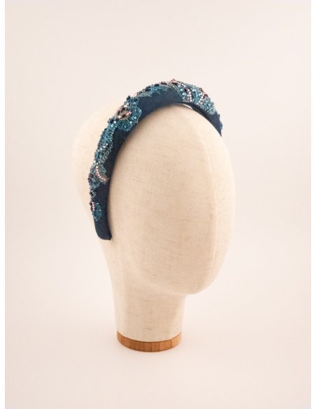 Midnight Blue Waves Headband - [Product category] handmade in France.