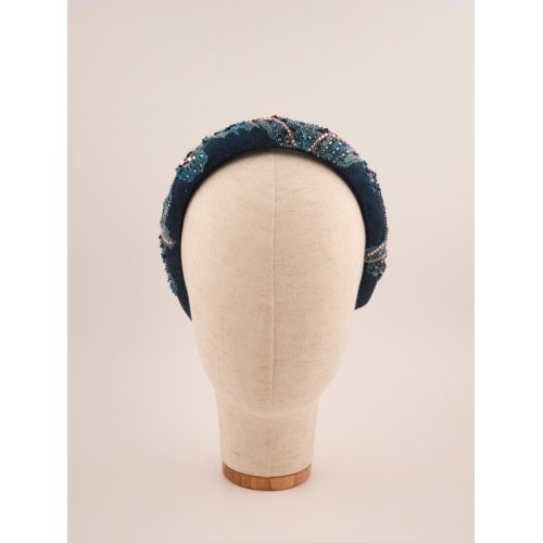Midnight Blue Waves Headband - [Product category] handmade in France.
