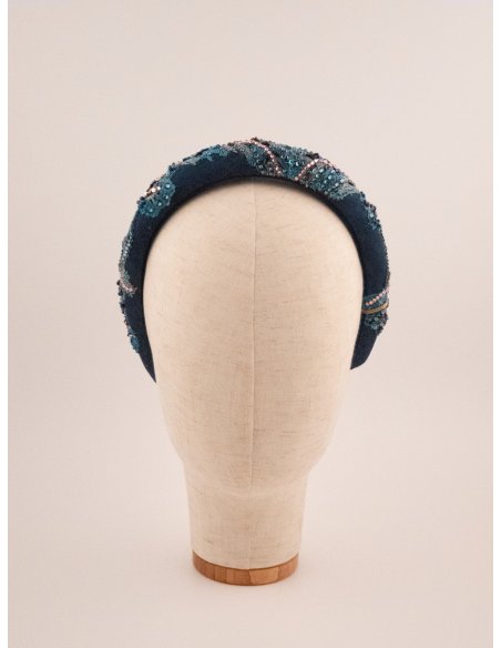 Midnight Blue Waves Headband - [Product category] handmade in France.