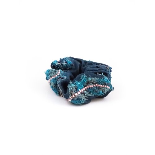 Midnight Blue Lace Scrunchie