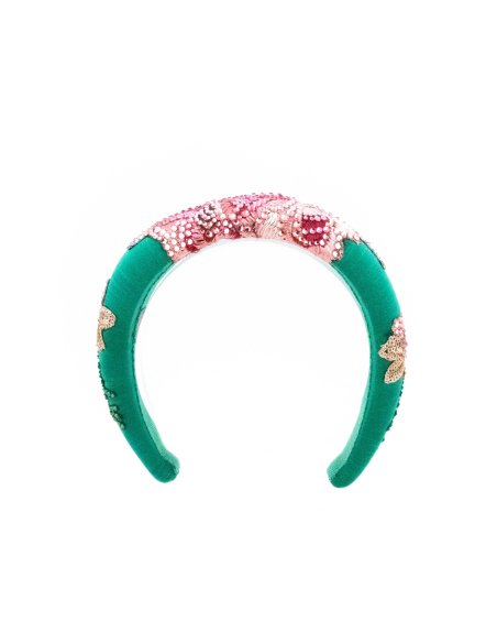 Emerald & Roses Headband - [Product category] handmade in France.