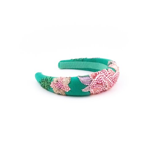 Emerald & Roses Headband - [Product category] handmade in France.