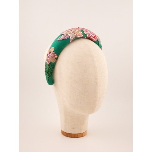 Emerald & Roses Headband - [Product category] handmade in France.