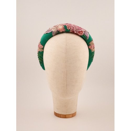 Emerald & Roses Headband - [Product category] handmade in France.